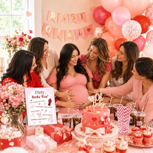She's Ready to Pop Baby Shower Cups with Straws, 50 Pcs 12 oz Disposable Plastic Cups with Bar Sign – for Soda Theme, Pregnancy Announcement, Bridal Showers and Bachelorette Parties (Pink) - Image 4