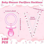 CHENGU 100 Pcs Baby Shower Pacifiers Necklace Bulk,Pink and White - Image 3