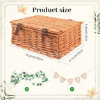 Geelin Wicker Wedding Card Basket with Lid Letter Flag Rustic,White - Image 2