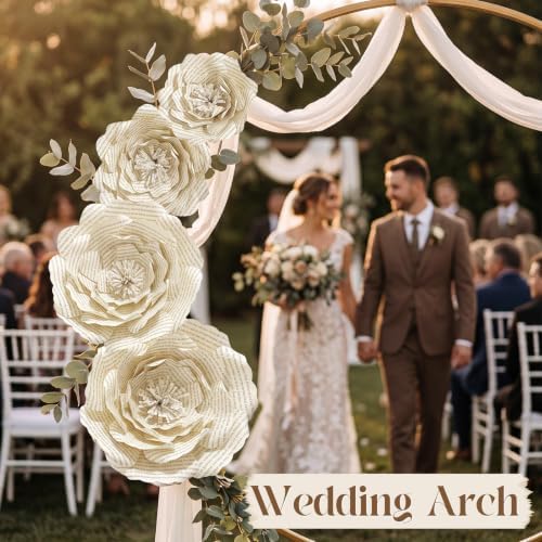 4pcs Large Book Page Paper Flowers Wall Decor Handmade 3D Vintage Literary Style Flowers with Nano Tape 4 Sizes (7"-13") for Wedding Nursery Party Home Set of 4 No Stem - Image 6