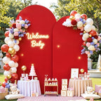 Red Arch Backdrop Cover 7.2FT 6FT Spandex Arch Covers Stretchy Backdrop Set of 2, Double-Layer Wrinkle Free Wedding Arch Stand Cover Party Backdrop Curtains for Baby Shower Birthday Party Decoration - Image 4