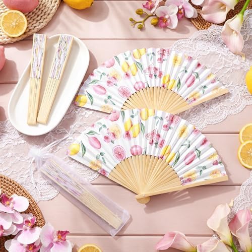 Vercraft 25 Sets Lemon and Floral Folding Fans, Wedding Favors for Guests - Image 5