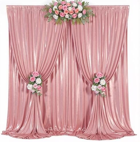 20ft x 10ft Rose Gold Sequin Backdrop Curtains for Party Wedding Shimmer Curtain Backdrop Prom Sparkly Glitter Fabric Photo Backdrop Drapes for Birthday Party Photography Baby Shower 5x10FT, 4 Panels by Tao-GePartyDecorations