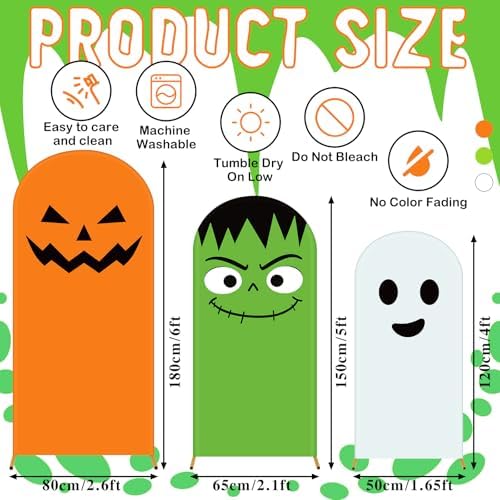 Moukeren 3 Pcs Halloween Arch Cover 4ft 5ft 6ft Pumpkin Ghost Theme - Image 3
