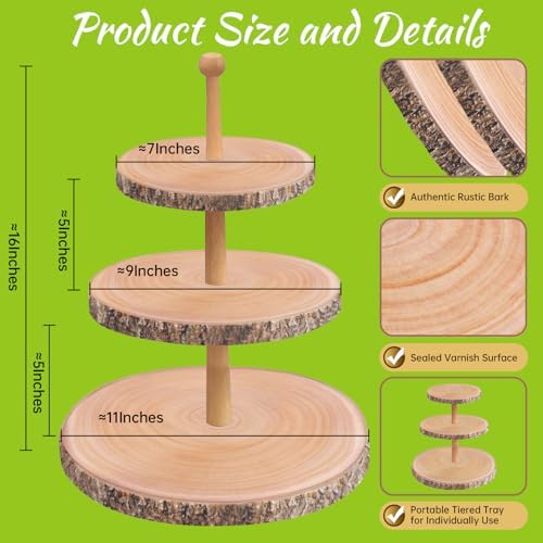 GrnVibe Cupcake Stand Rustic 3 Tier Dessert Stands Wood Cupcake Holder - Image 2