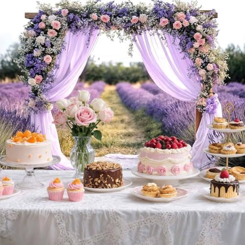 12X10FT Wedding Photography Backdrop Purple Lavender Floral Bridal Backdrop Anniversary Ceremony Background Flower Girl Birthday Party Decorations Baby Shower Banner Mother's Day Photo Booth Props - Image 4