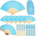 Threehoney 25 Set Baby Shower Favors for Guests, Folding Paper Fans, Blue by Threehoney