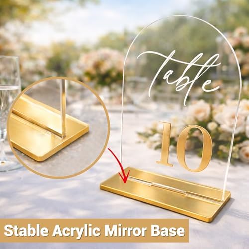 Wedding Table Numbers 1-20, Reception, 5.5" x 7" Clear Acrylic Arch Signs - Image 5