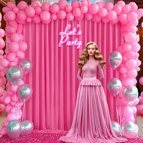 40x10FT Hot Pink Backdrop Curtains for Wedding Parties, Wrinkle Free Polyester Photography Backdrop Drapes for Wedding Baby Shower Birthday Parties Stage Background Stand Decorations 4x10ft,10 Panels - Image 4