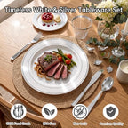 DaYammi 350PCS Silver Plastic Dinnerware Set for 50 Guests - Image 2