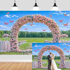 15X10ft Pink Lavender Wedding Backdrop Bridal Shower Rose Flower Photography Background Romantic Floral Garland for Girl Woman Wedding Bridal Party Backdrops Wall Photo Studio Shoot by JAWO