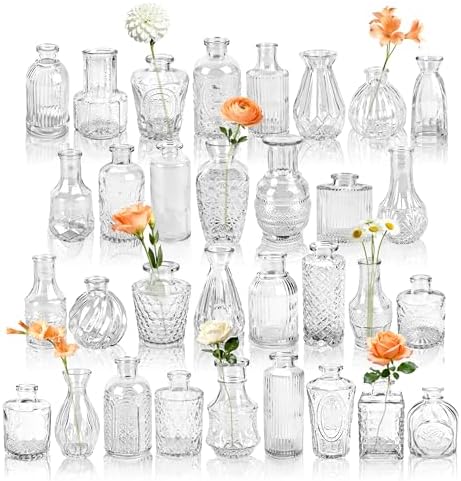 Der Rose 32pcs Clear Bud Vases in Bulk Glass vases for Centerpieces Decor by DerRose