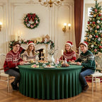 Dark Green Round Spandex Tablecloths, 5FT/60In Stretchy Table Cloth with Skirt, 4 Pack Washable Fitted Tablecloth, Circle Wrinkle Free Table Cover for Party Dining Banquet Events - Image 2