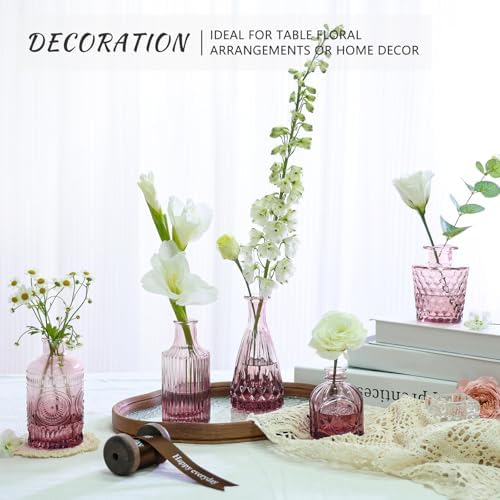 SUPMIND Glass Bud Vases Set, 12pcs Purple Small Flower Vases in Bulk - Image 4