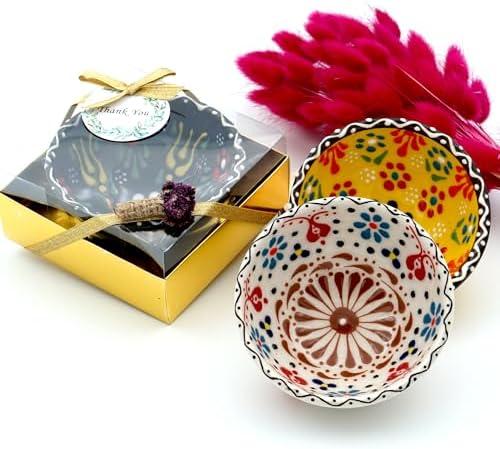 Wedding Favors for Guests Bulk,Bridal Shower Favors for Guest,Set of Ceramic Bowls in Gold Box, Baby Shower Favors Bulk, Mexico Wedding Favors, Mexican Style Gift (Multi Color, Set of 50) - Image 2