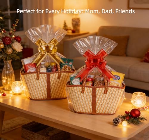 6 Set Bamboo Baskets for Gifts Empty, Large Woven Gift Basket Empty - Image 6