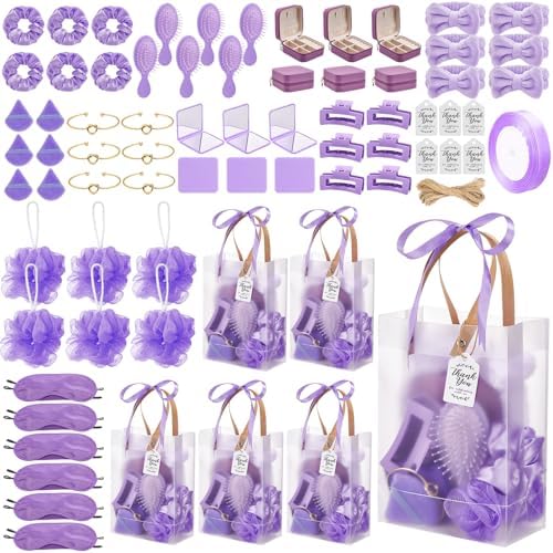 74Pcs Baby Shower Prizes for Game Winners Baby Shower Favors Gifts including Headband Hair Brush Jewelry Box with Gift Bag for Baby Shower Game Prizes Wedding Bridal Shower Favors (Purple) by Rigibright