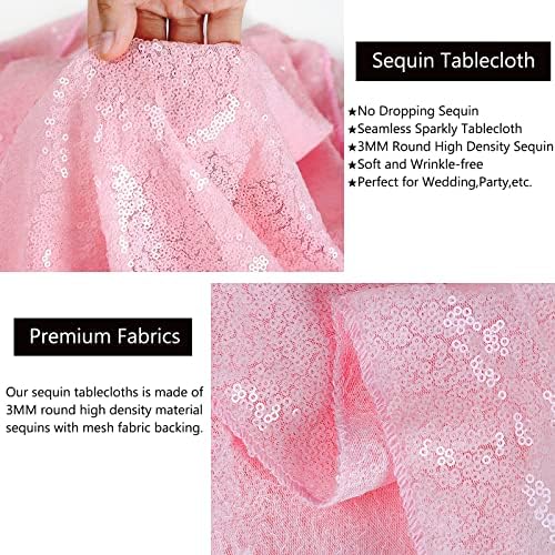SoarDream Pink Sequin Tablecloth 90"x132" Baby Shower Glitter Table Cloth - Image 3