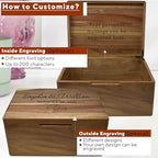 Personalized Wedding Keepsake Box Large Acacia Wood, Memory Box with Lid - Image 4