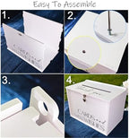 Large Wedding Card Box with Lock & Slot, Elegant White Wedding Card Boxes for Reception Money Gift Envelope Cards, DIY Gift Cards Box for Party Engagement Baby Bridal Shower Table Decor - Image 6