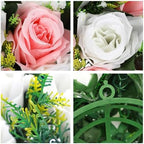 Briful Fake Floral Balls for Centerpieces - 2PCS 11.8" Large Faux Rose Flower Arrangement Silk Flower Bouquet for Home Wedding Party Anniversary Table Vase Flower Stand Decor(White Pink) - Image 3