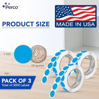 Perco Light Blue Perforated Round Circle Dot Sticker 1-Inch Labels — 3 Rolls, 3,000 Stickers - File Labels, Storage Bins & Informational Tagging, Strong Adhesive - Made in USA - Image 2