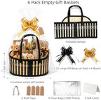 6 Set Bamboo Gift Basket Empty Bulk, Foldable Woven Basket for Gifts Empty - Image 2
