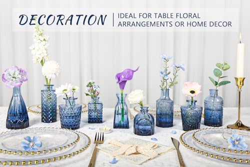 SUPMIND Glass Bud Vase Set of 12, Small Blue Flower Vases for Centerpieces - Image 3