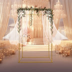 4 Post Rectangular Wedding Backdrop, Portable Pipe and Drape Backdrop Stand for Parties Silver Wedding Garden Balloon Arch Frame for Birthday Parties Banquets Background Decor - Image 2