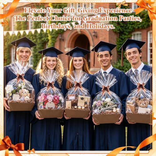 EVELOMO 10 Pack Empty Gift Baskets to Fill - 12" x 10" Large Baskets for Gifts Empty, Sturdy DIY Gifts Baskets Sets with 500g Crinkle Cut Papers for Birthdays Weddings Parties and Holidays (Brown) - Image 5