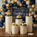 Cylinder Stands for Party, Shape&Use 5PCS Round Cream White Pedestal Display Stands, Foldable Cardboard Columns for Wedding, Birthday, Anniversary Decor, 11.8in Dia. (15.7*2/23.6/31.5*2in H) with Storage Bag by Unknown