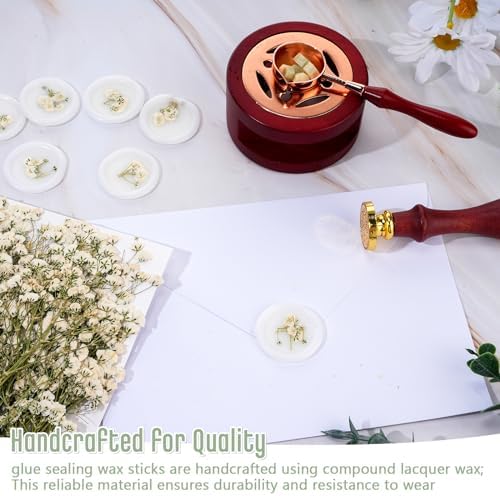 Qilery 200 Pcs Baby's Breath Wax Seal Stickers, Dry Floral Envelope Stamp - Image 3