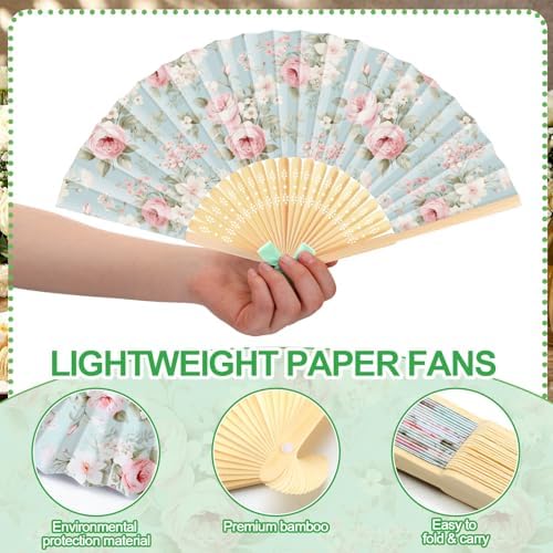 Roowest 36 Pcs Hand Fans Bulk for Women Floral Folding Fan Tea Party Favors - Image 3