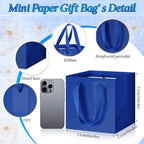 Windyun 50 Pcs Mini Paper Gift Bags with Handle 6 x 6 x 6'' Square Small Favor Bag with DIY Thank You Tag for Christmas Birthday Wedding Bridal Shower Bridesmaid Graduation Party (Dark Blue) - Image 2
