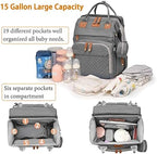 Astro alan Baby Diaper Bag with Changing Station, Waterproof Diaper Bag Backpack for Moms Dads with USB Charging Port, Baby Shower Gifts, Baby essentials,Grey - Image 3