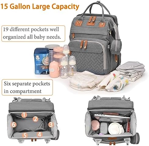 Astro alan Baby Diaper Bag with Changing Station, Waterproof Diaper Bag Backpack for Moms Dads with USB Charging Port, Baby Shower Gifts, Baby essentials,Grey - Image 3