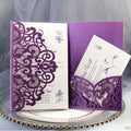 50PCS 3D Lace Flower Laser Cut Wedding Invitation Cards with Envelope Blank Inner Sheet Hollow Out Flower Shape Invitations for Wedding Quinceanera Birthday Shower Engagement Party 08 by Ykybhx