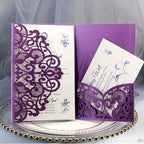 50PCS 3D Lace Flower Laser Cut Wedding Invitation Cards with Envelope Blank Inner Sheet Hollow Out Flower Shape Invitations for Wedding Quinceanera Birthday Shower Engagement Party 08 by Ykybhx