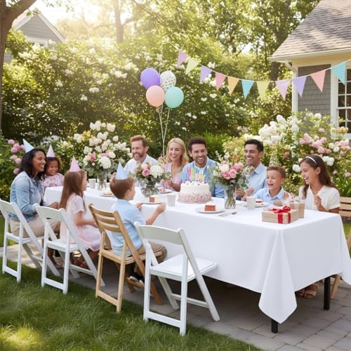 sancua White Table Cloths Rectangle, 10 Pack Tablecloths for 6 Foot Tables - Image 2