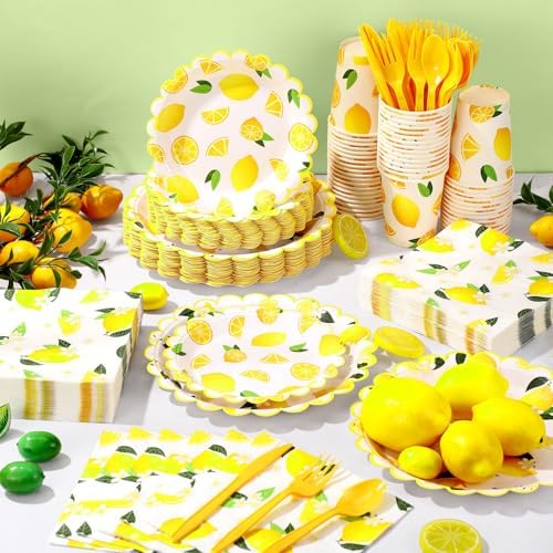 Funnymoom 400 Pcs Lemon Fruit Supplies Party Supplies for 50 Guests - Image 6