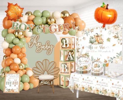 306 Pcs Pumpkin Gender Reveal Decorations, Fall Gender Reveal Pumpkin Theme - Image 3