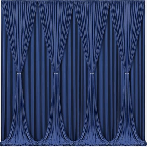 Navy Blue Backdrop Curtains-Wrinkle-Free Navy Blue Curtains Polyester Photography Drapes Wedding Background for Baby Shower Birthday Graduation Party Decorations - 40 X10FT by WishCare