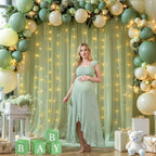 20x10ft Sage Green Tulle Backdrop Curtains with Lights String for Parties,Wrinkle Free Sheer Curtain Wedding Photo Backdop Drapes for Baby Shower Birthday Party Photography Home Decorations - Image 3