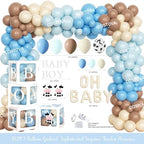 Costova Cow Baby Shower Decorations for Boys, Blue Cow Baby Shower Decorations, Holy Cow We Are Having a Baby Backdrop Balloon Box Tablecloth Sash Pin for Cow Print Baby Shower Gender Reveal - Image 3