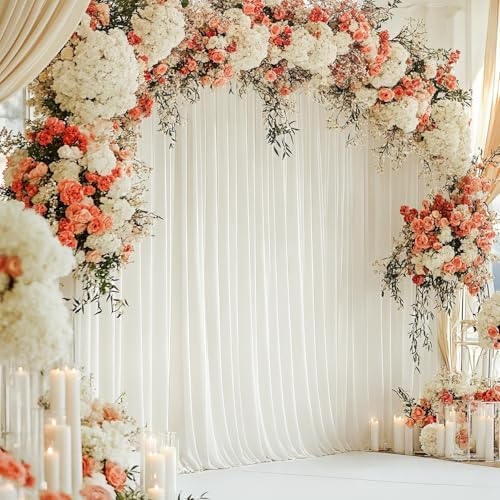 40x10ft Ivory Backdrop Curtain for Wedding Parties Wrinkle Free Fabric Ivory Drapes Backdrop Decoration for Baby Shower Birthday Photography Decoration 8 Panels, 5ft x 10ft - Image 3