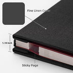 HoneyTolly Large Photo Album Self Adhesive, DIY Scrapbook Album for 3x5 4x6 8x10 Pictures, 60 Pages Linen Cover Memory Book, Ideal Gift for Family Wedding Baby Christmas Anniversary(Black) - Image 3