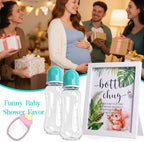Funny Bottle Chug Baby Shower Drinking Game for 15 Guests, Includes 15 Pack 8.5oz Baby Bottles with Nipples & Standing Wood Framed Sign, Western Cowboy Baby Shower Favors & Party Activities(Wathet) - Image 4
