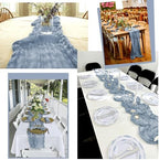 24 Pack Dusty Blue Table Runner 10Ft Cheesecloth Table Runner Rustic Gauze Table Runners Romantic Long Sheer Fabric Cheese Cloth Table Runners for Wedding Party Bridal Baby Shower - Image 5