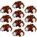 Sziqiqi Fake Flowers for Wedding Centerpiece, Silk Kissing Ball, Red, 10Pcs by SZIQIQI