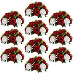Sziqiqi Fake Flowers for Wedding Centerpiece, Silk Kissing Ball, Red, 10Pcs by SZIQIQI